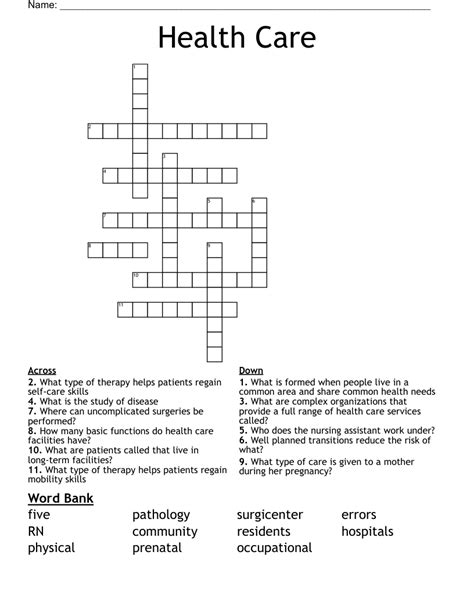 big name in health care nyt|Big name in health care Crossword Clue Answers